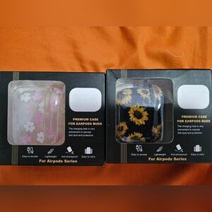 2 Nib Floral and Sunflower Earbuds Cases
